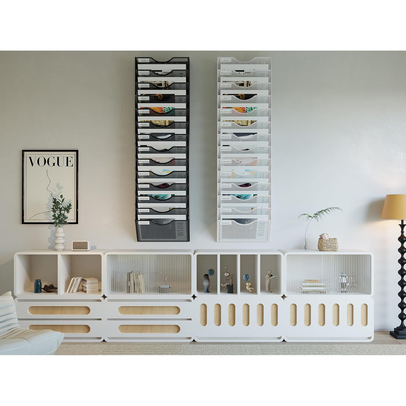 EasyPAG 14-Tier A4 Mesh Wall File Holder Organizer Rack, Mail & Magazine Storage