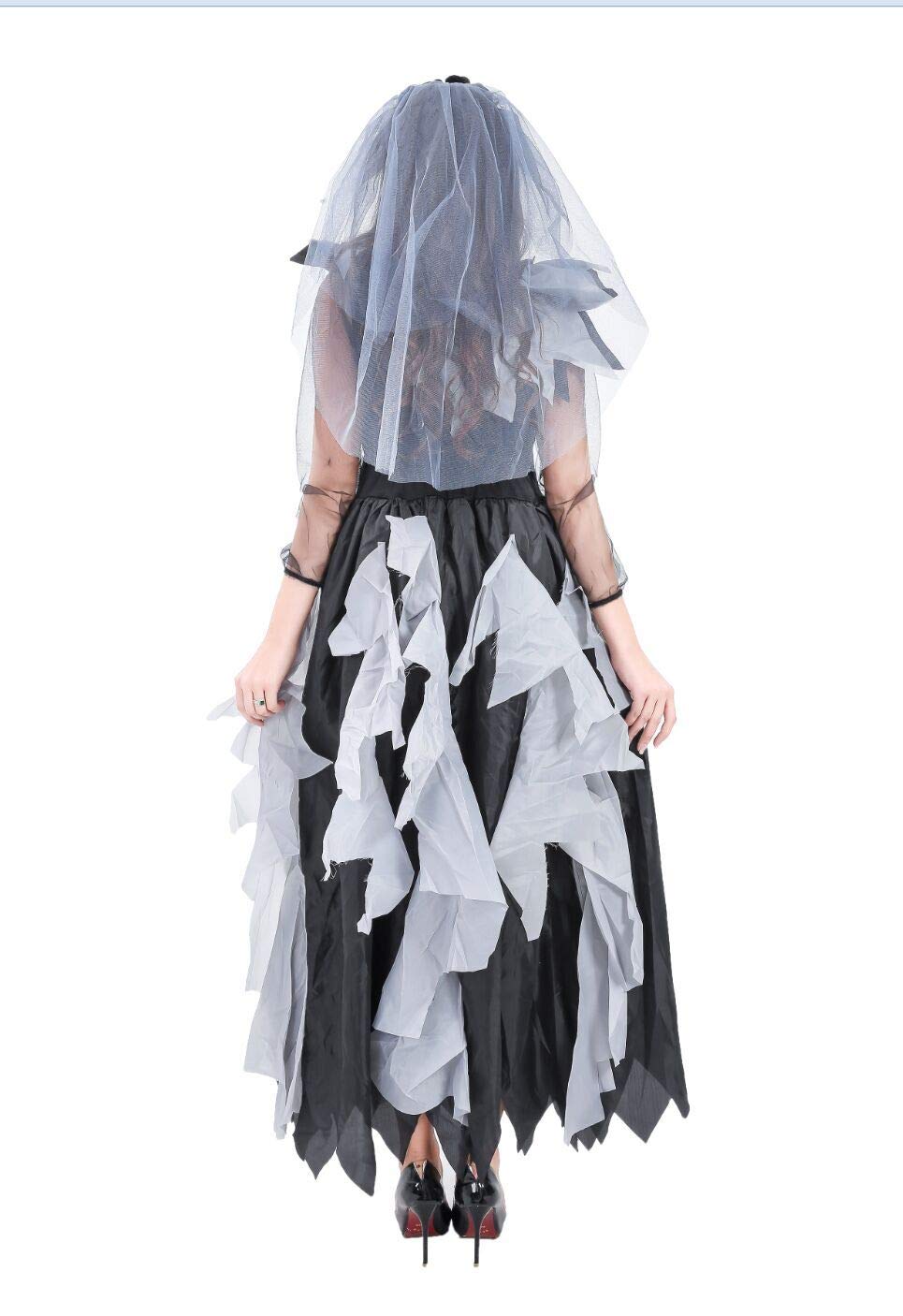 Black dress with sheer overlay and white veil on a white background