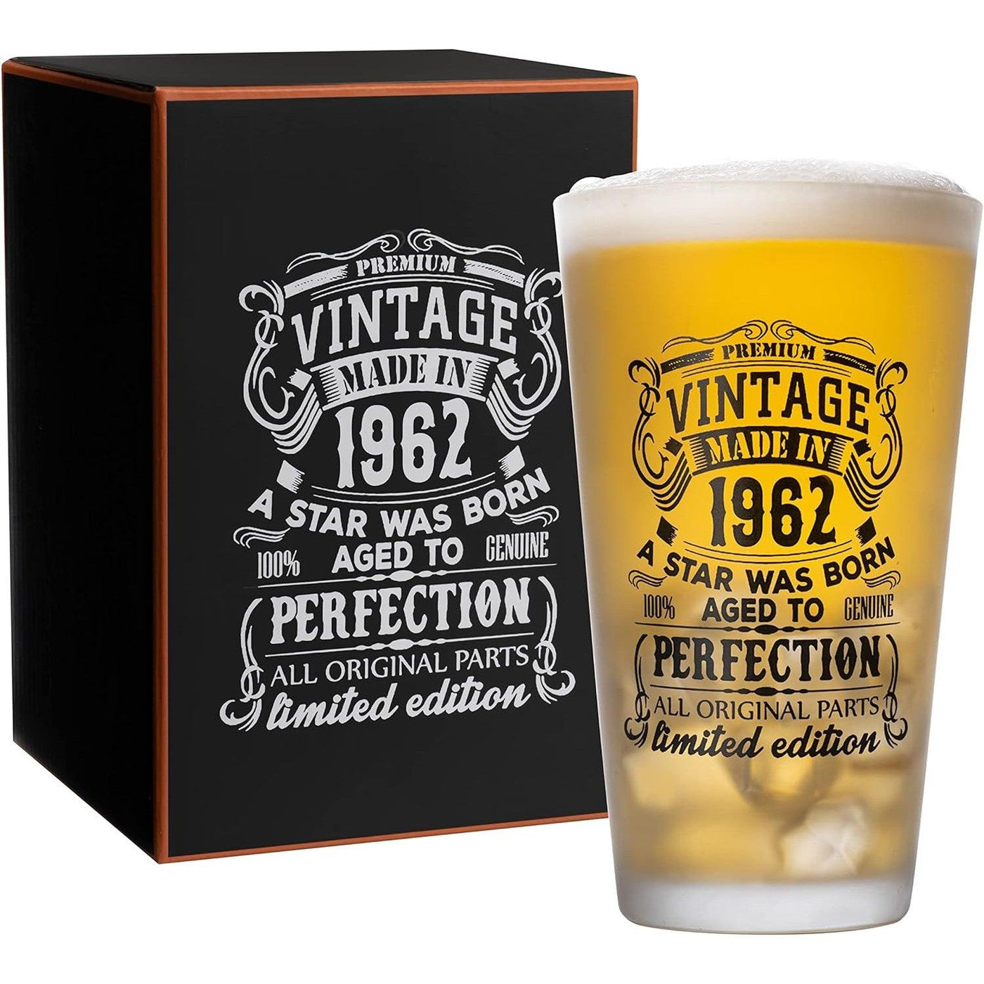 Beer Vintage Glass 1962, 1972, 1992 480ml/16 oz capacity Pint Glasses Premium - Massive Discounts