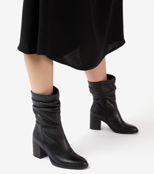 DUNE LONDON Rosa Calf Boots Leather Black Size UK 8 EU 41