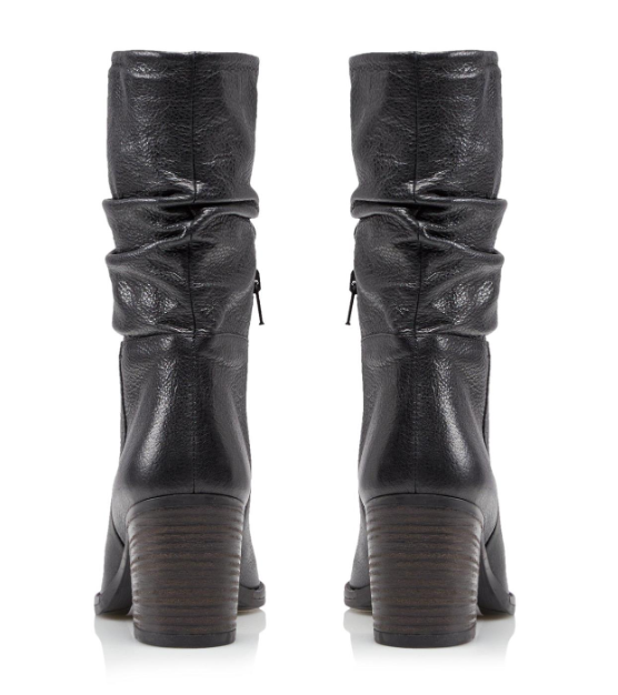DUNE LONDON Rosa Calf Boots Leather Black Size UK 8 EU 41