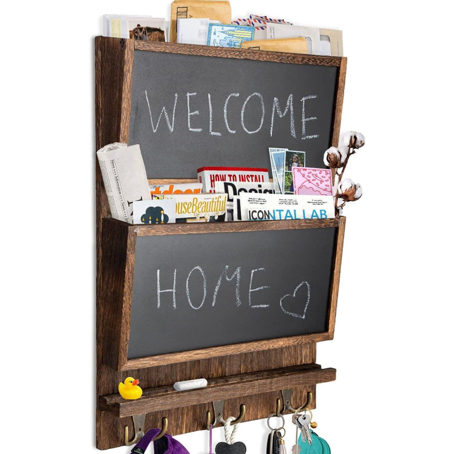 Holder wall mounted Organizer Rustic Wood for mail, keys, magazines - Massive Discounts