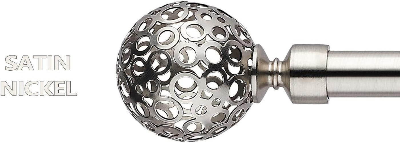 Curtain Pole Globe Ball finials Extendable Curtain Pole 120-300 cm Satin - Massive Discounts