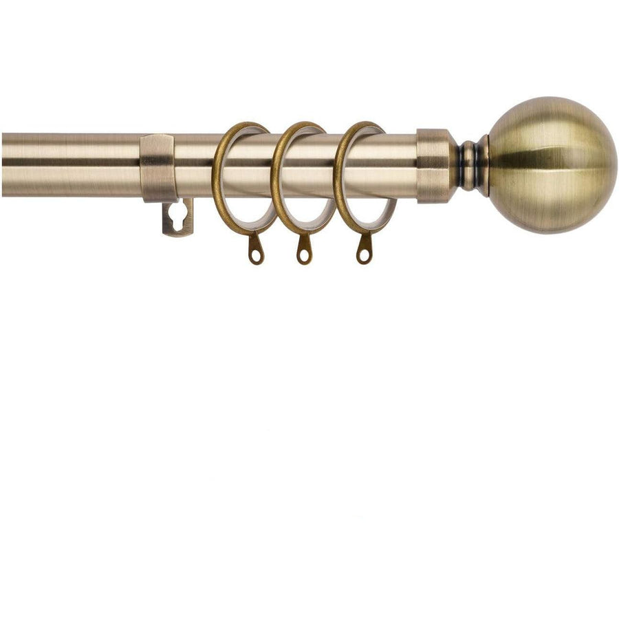 Extendable Curtain Pole Plain Metal Ball 50-95in Brass Ø25/28mm - Massive Discounts
