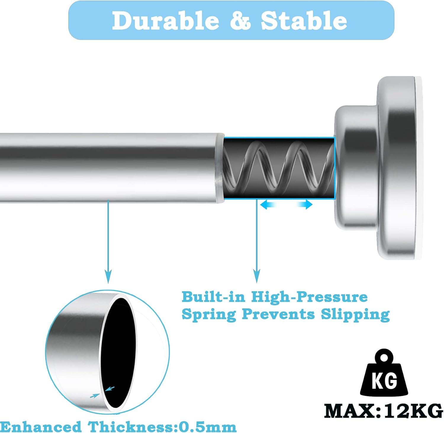 Extendable Shower Curtain Rail No Rust Stainless Steel 80x145cm Silver - Massive Discounts