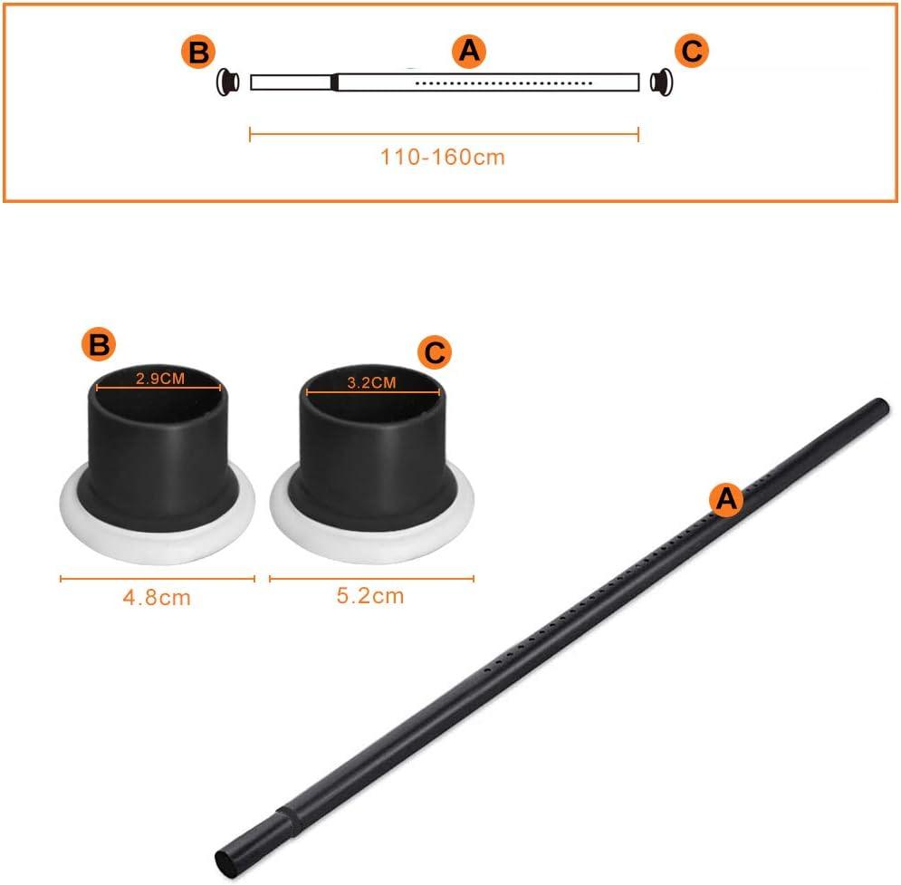 Extendable Shower Curtain Rod No Drilling 110-160CM Black Tension Rod - Massive Discounts