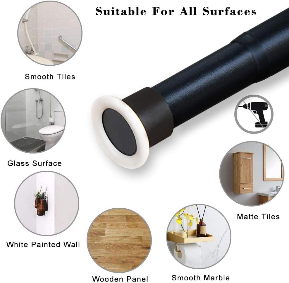 Extendable Shower Curtain Rod No Drilling 110-160CM Black Tension Rod - Massive Discounts