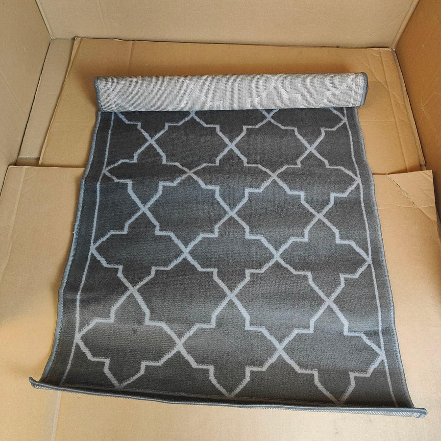 HomeArt Living Room RUG, Short Pile, Bordered, 80x1150cm Silver - Massive Discounts
