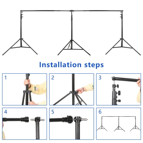 EMART 10x20 ft Adjustable Heavy Duty Backdrop Stand Kit w/ 3 Stands and 5 Clamps