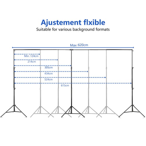 EMART 10x20 ft Adjustable Heavy Duty Backdrop Stand Kit w/ 3 Stands and 5 Clamps