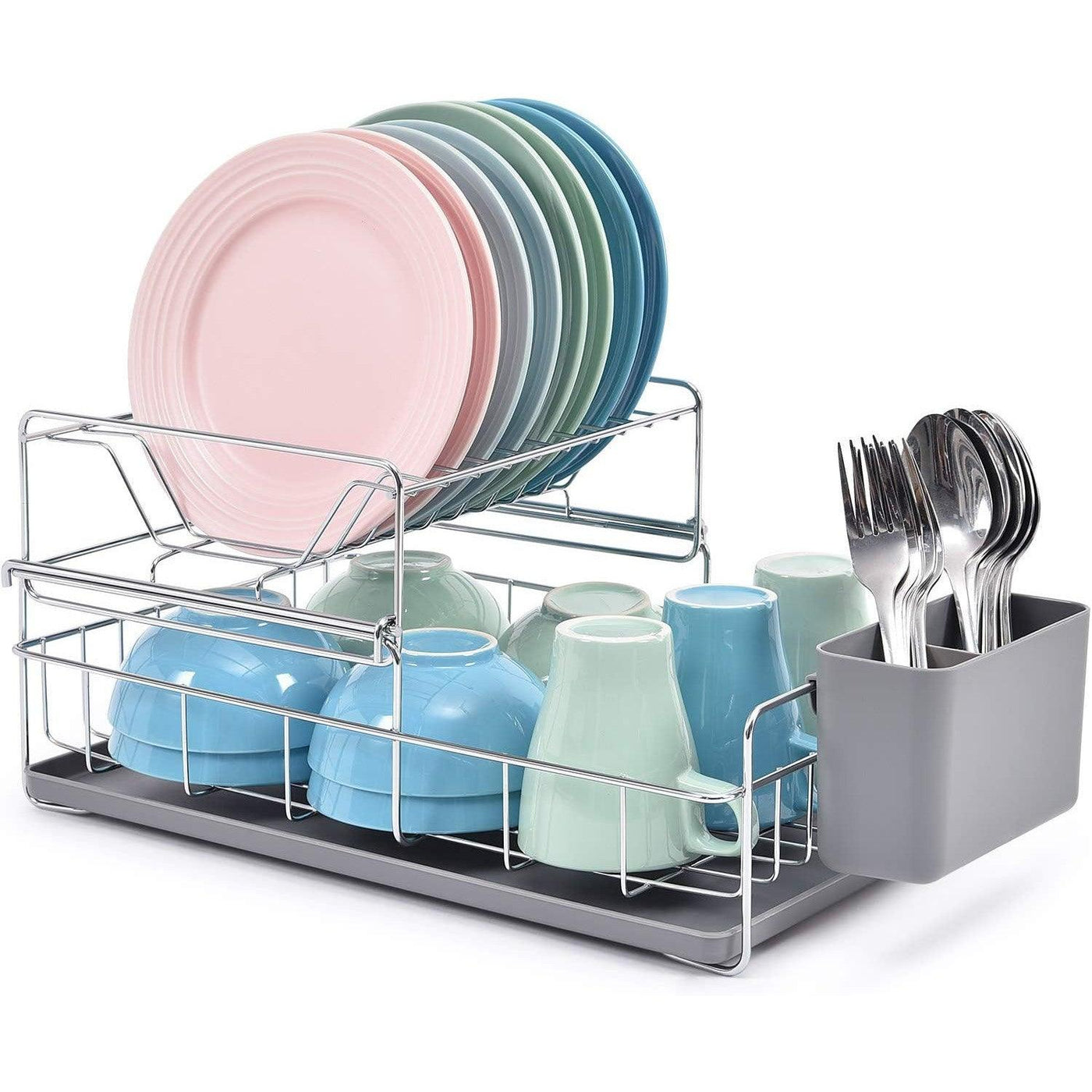 KINGRACK 2 Tier Dish Drainer Rack For Kitchen, 20H x 42L x 25W CM - Massive Discounts