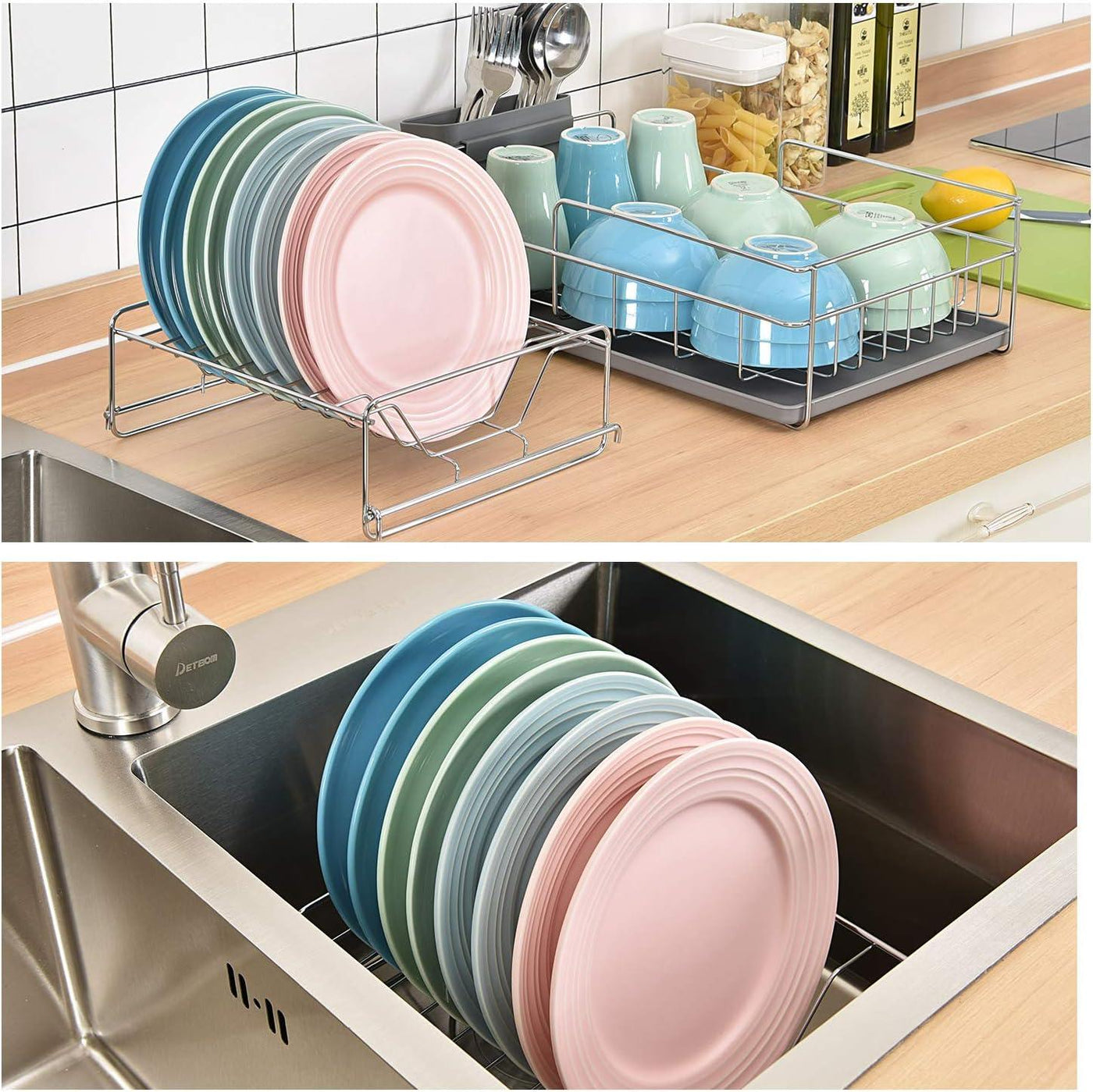 KINGRACK 2 Tier Dish Drainer Rack For Kitchen, 20H x 42L x 25W CM - Massive Discounts