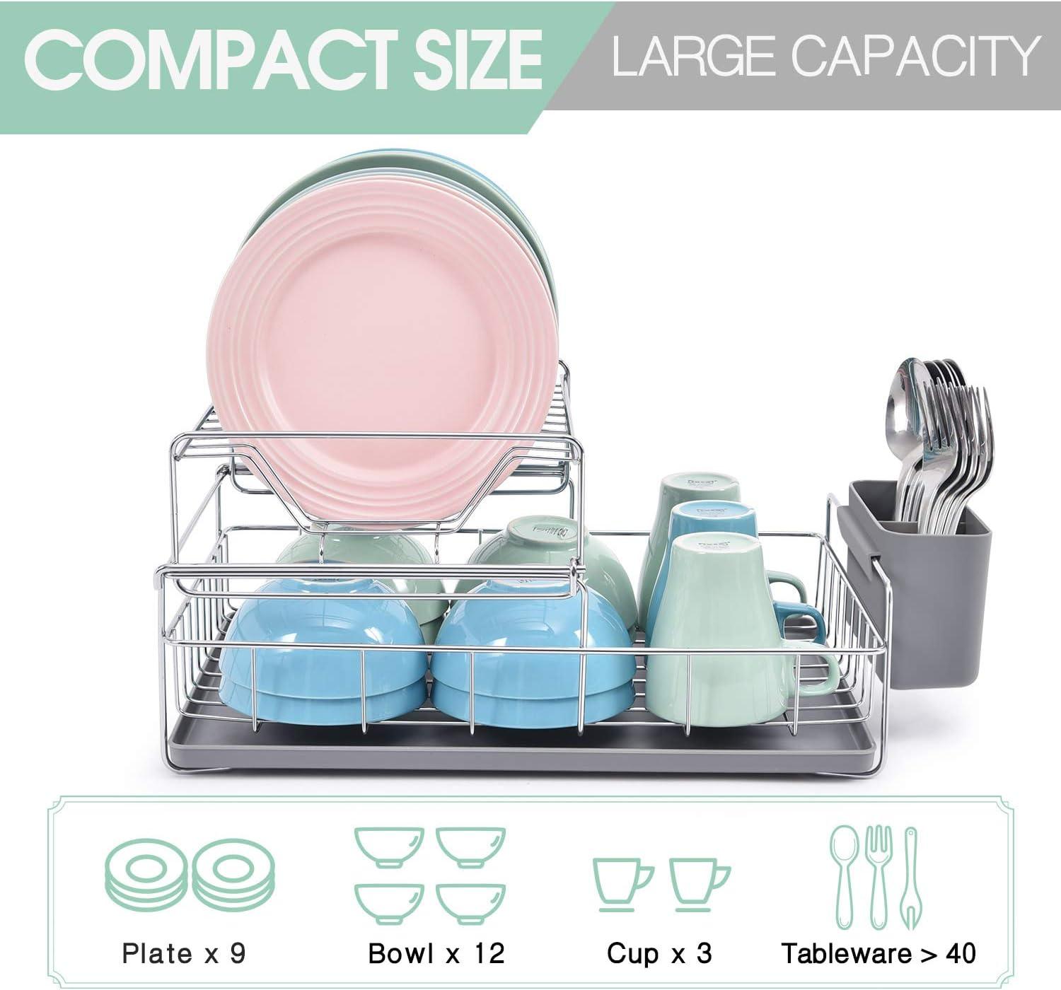 KINGRACK 2 Tier Dish Drainer Rack For Kitchen, 20H x 42L x 25W CM - Massive Discounts