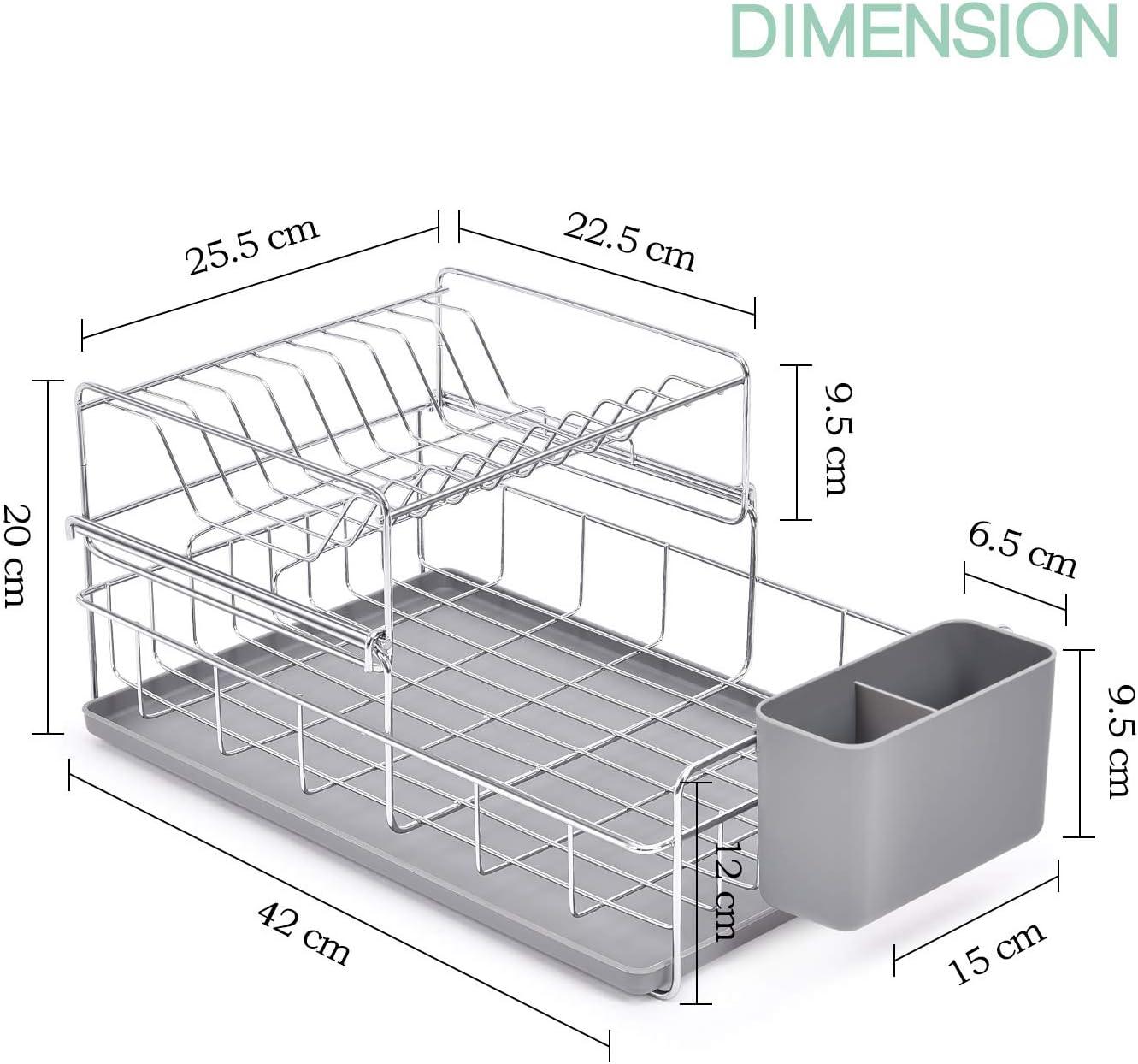 KINGRACK 2 Tier Dish Drainer Rack For Kitchen, 20H x 42L x 25W CM - Massive Discounts