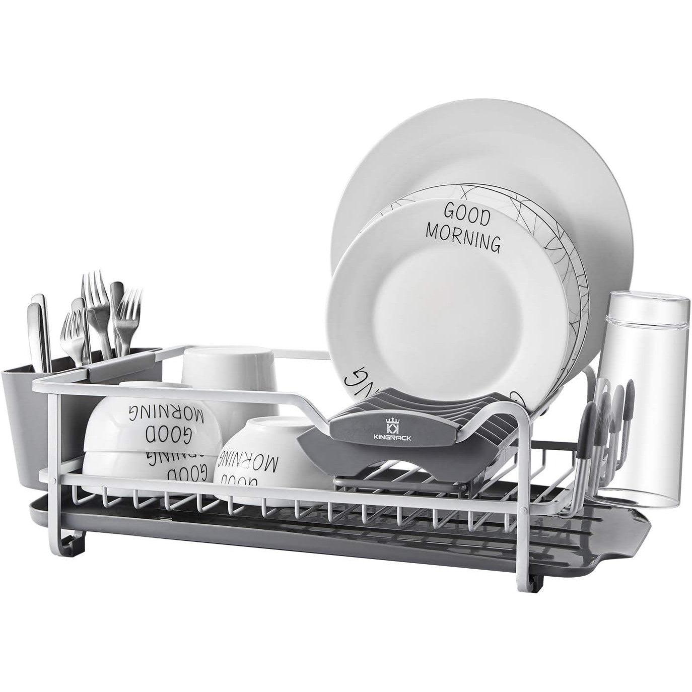Kingrack Dish Drainer Aluminum frame Utensil and Cup Holder Rust Free - Massive Discounts