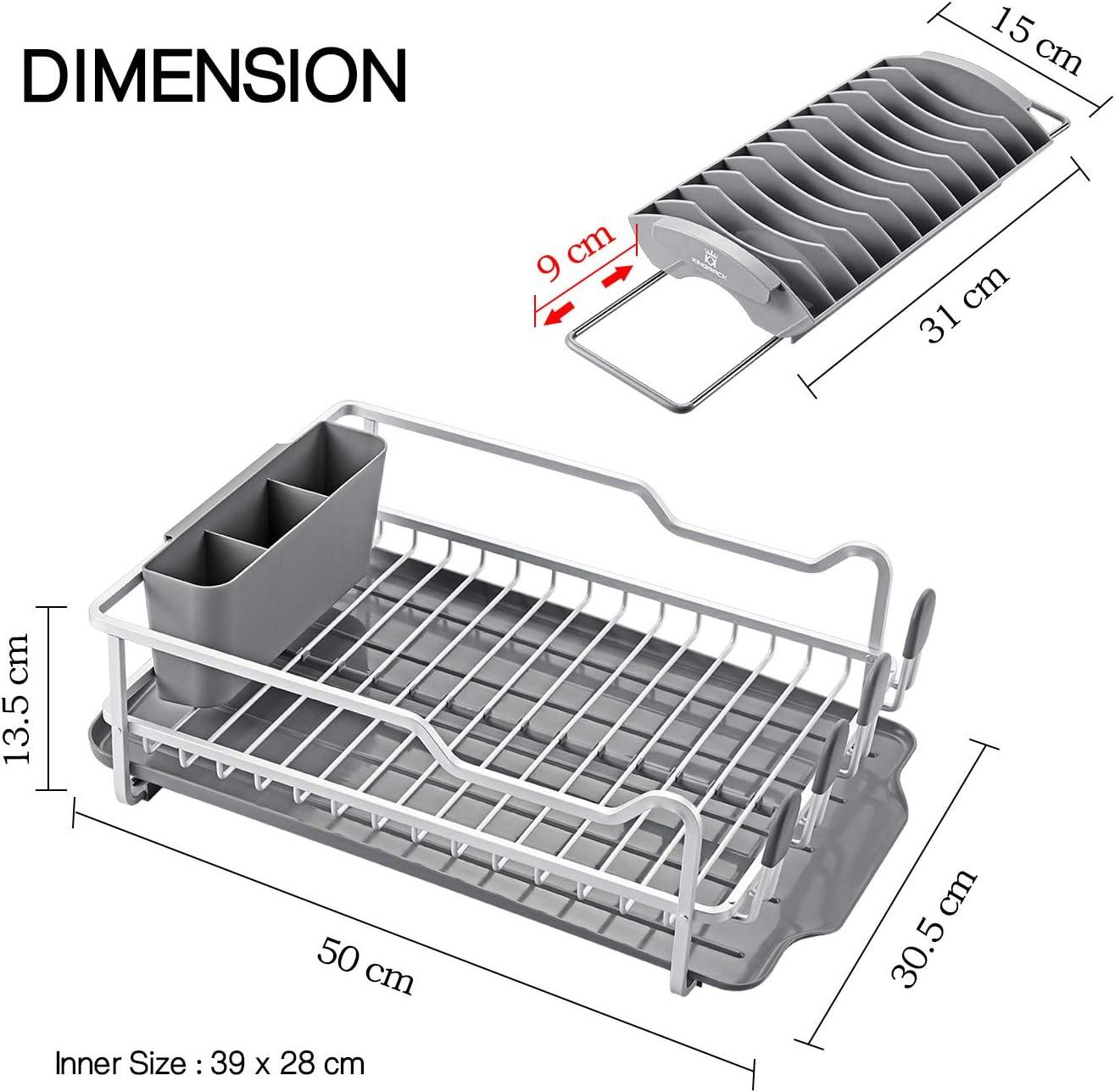 Kingrack Dish Drainer Aluminum frame Utensil and Cup Holder Rust Free - Massive Discounts