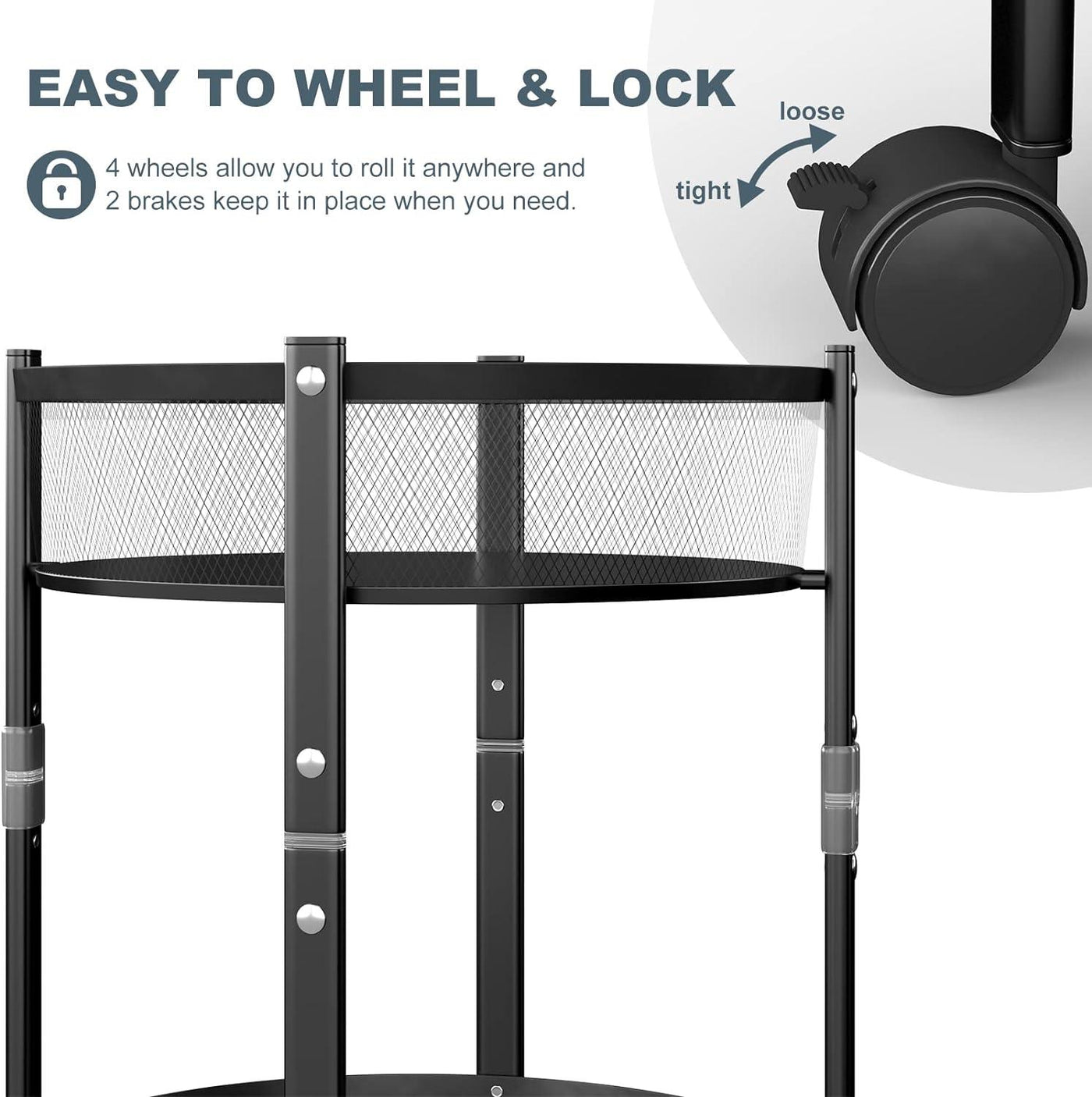 KINGRACK Storage Trolley 72h x 28w cm, 3-Tier Metal Rolling Cart - Massive Discounts