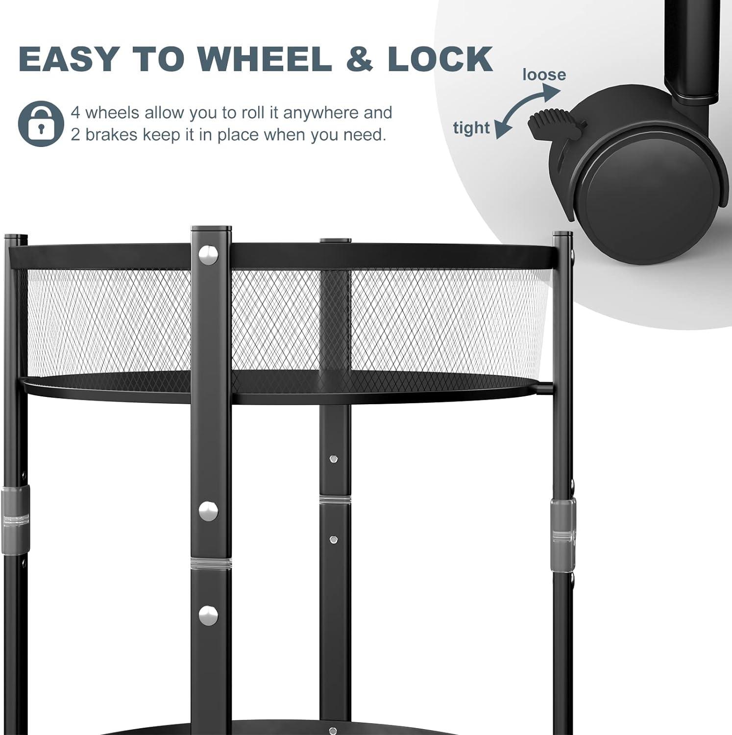 KINGRACK Storage Trolley 72h x 28w cm, 3-Tier Metal Rolling Cart - Massive Discounts