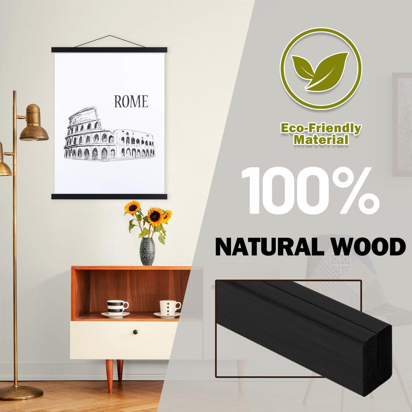 Magnetic Poster Frame: 101.6cm Black Hangers Kit for Canvas Art - Massive Discounts