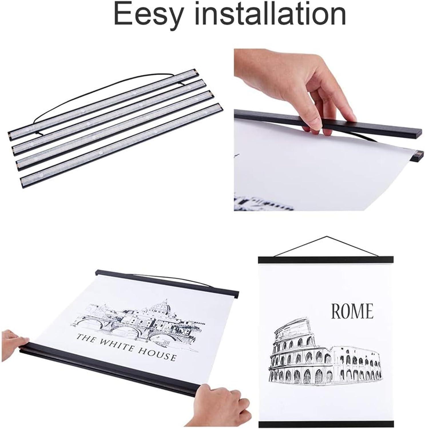 Magnetic Poster Frame: 101.6cm Black Hangers Kit for Canvas Art - Massive Discounts