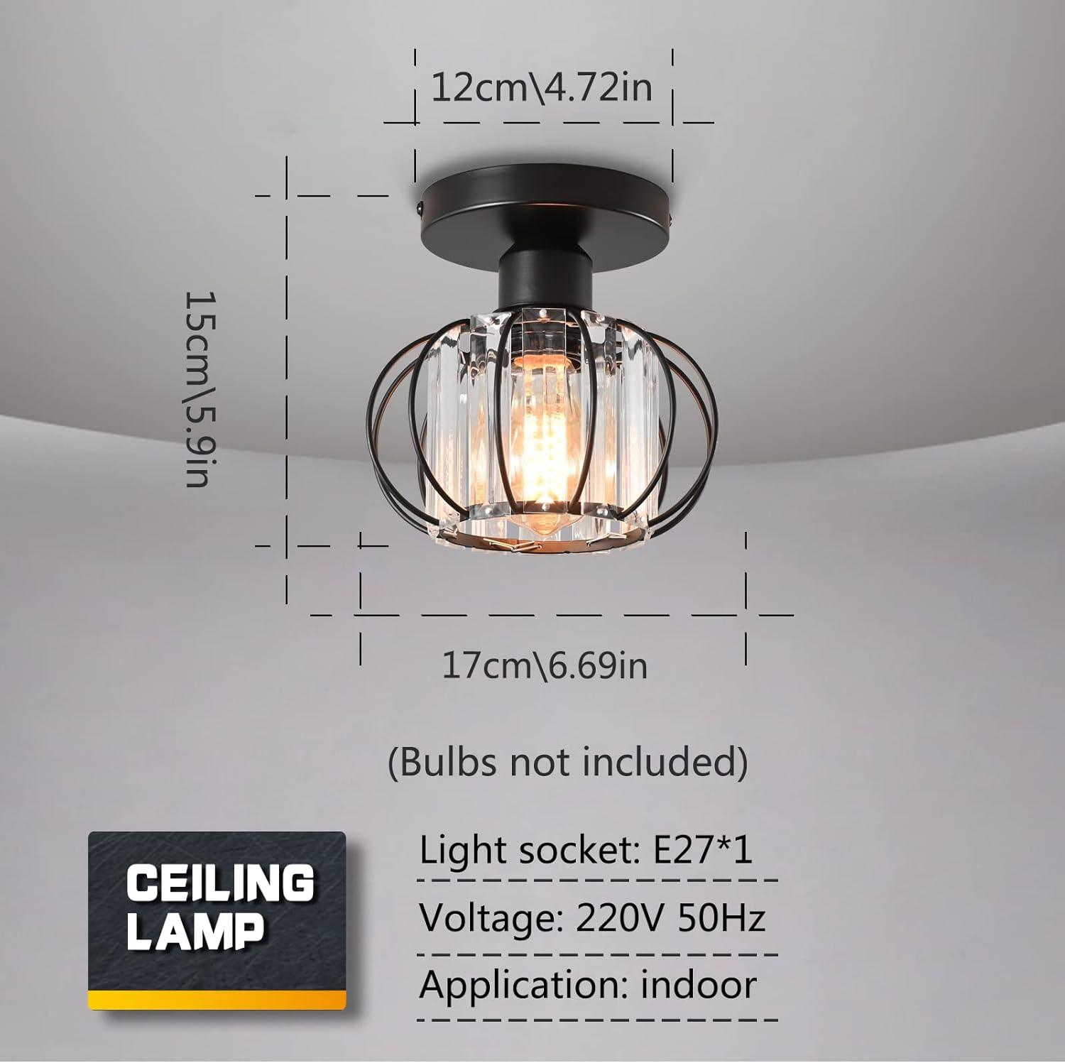 Minimalist Crystal Ceiling Light Chandeliers E27 Vintage/Retro 15x17cm - Massive Discounts