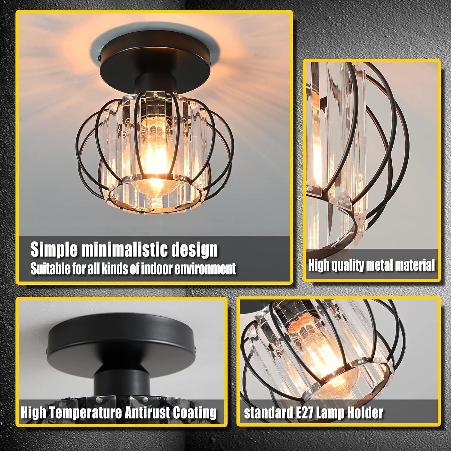 Minimalist Crystal Ceiling Light Chandeliers E27 Vintage/Retro 15x17cm - Massive Discounts