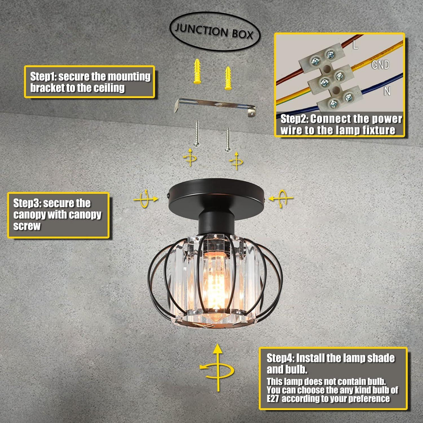 Minimalist Crystal Ceiling Light Chandeliers E27 Vintage/Retro 15x17cm - Massive Discounts