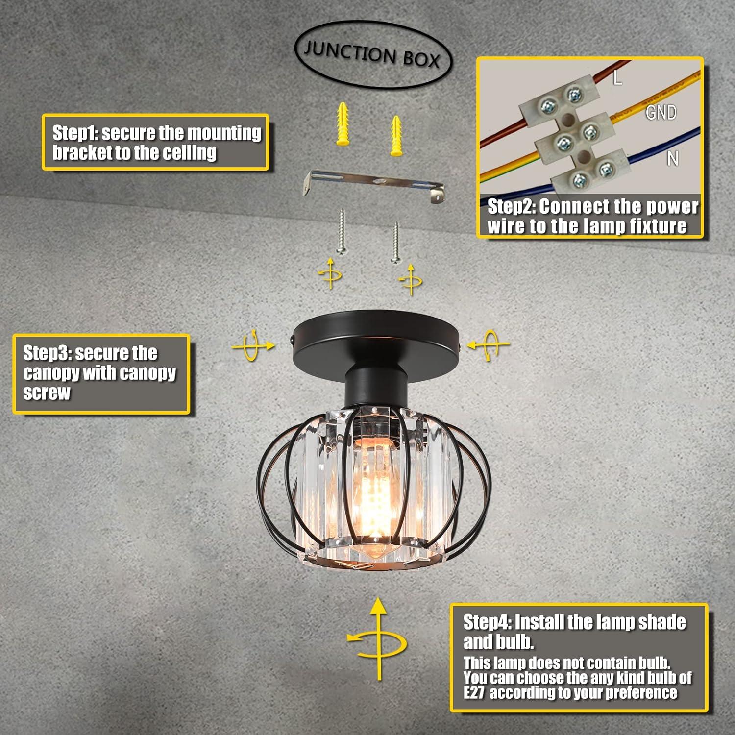 Minimalist Crystal Ceiling Light Chandeliers E27 Vintage/Retro 15x17cm - Massive Discounts