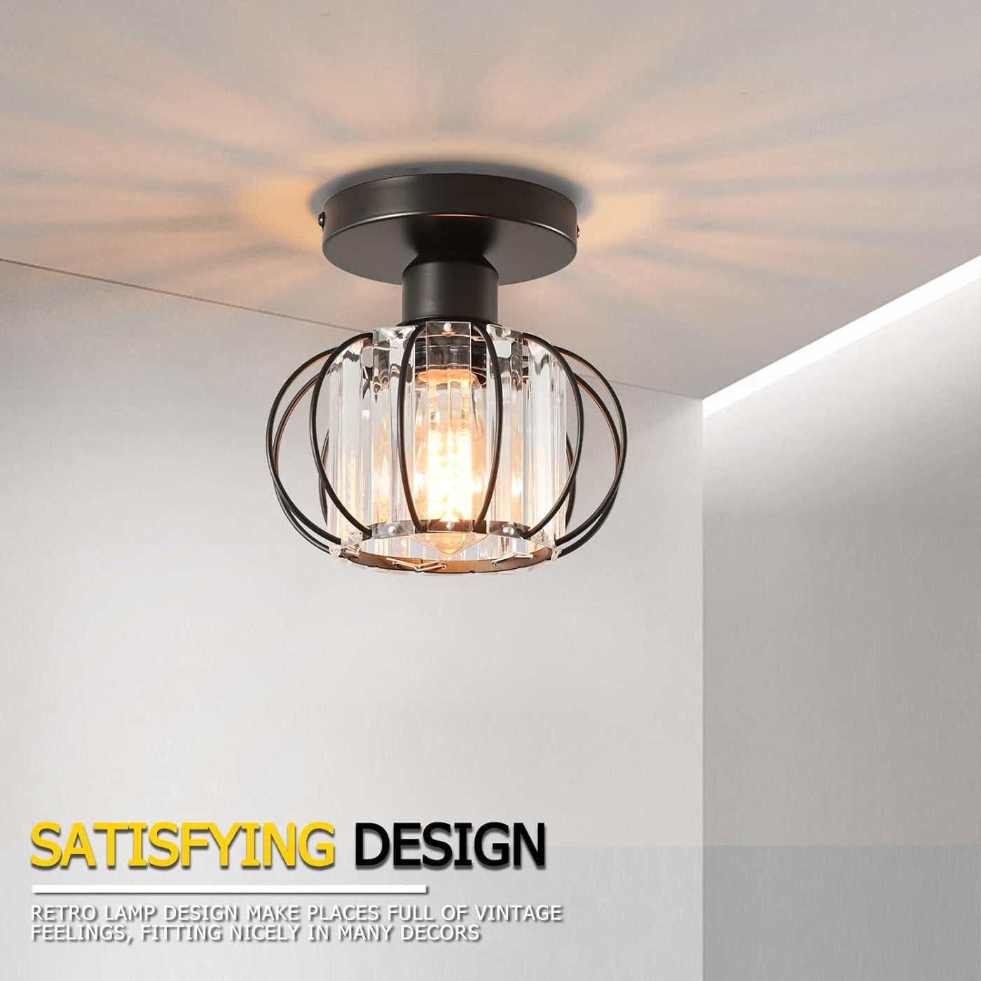 Minimalist Crystal Ceiling Light Chandeliers E27 Vintage/Retro 15x17cm - Massive Discounts