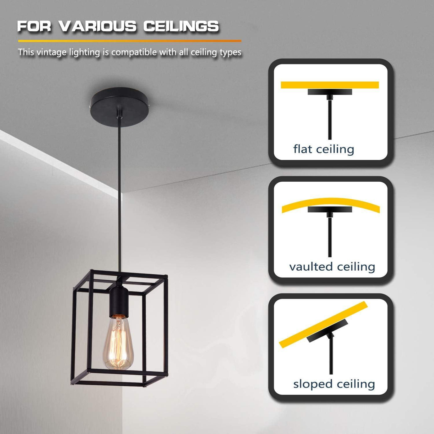 Pendant Light Vintage Retro Ceiling Lamp Industrial Black Metal Lamp - Massive Discounts