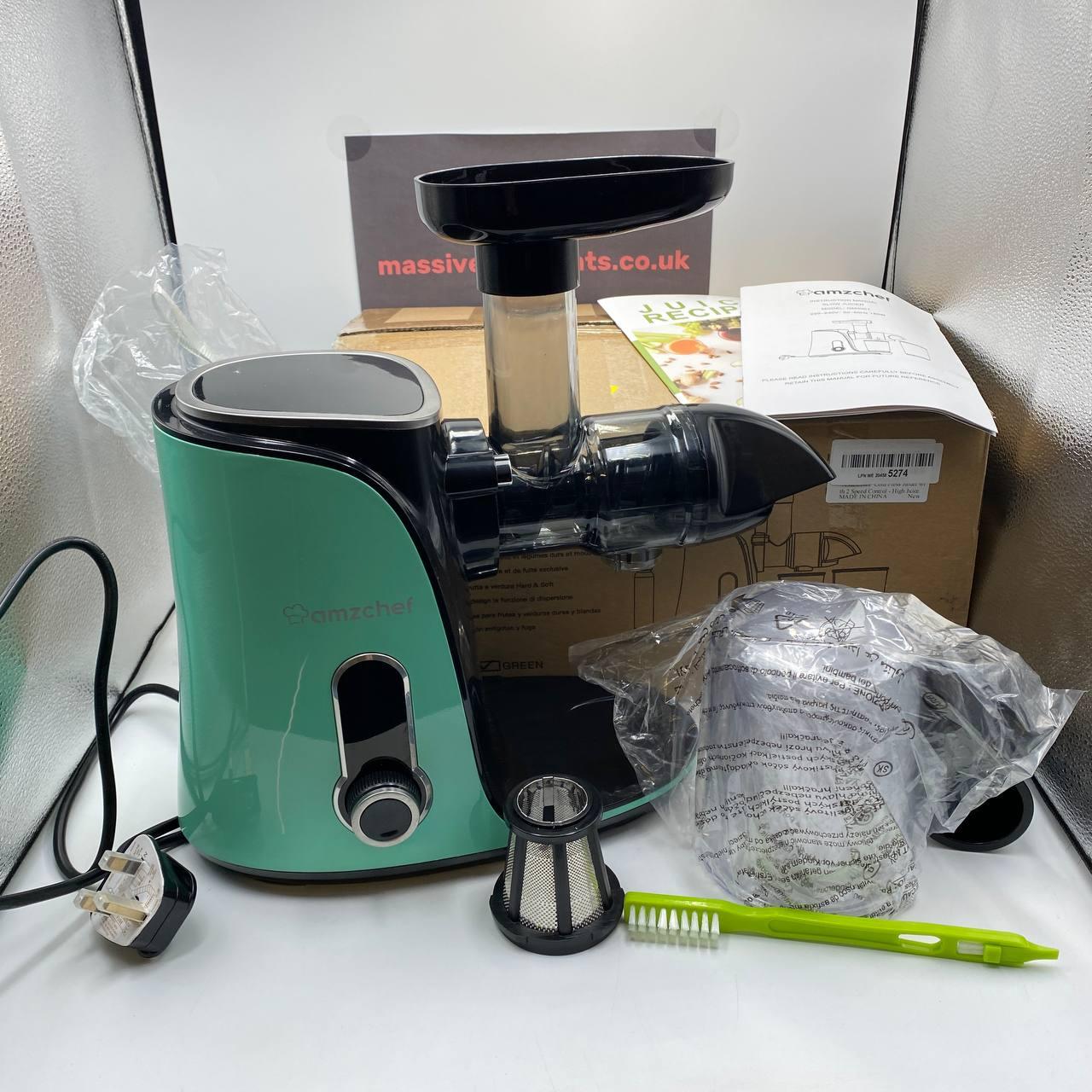 AMZCHEF Cold Press Juicer with 2 Speed Control, Ultradense Filter, Masticating Slow