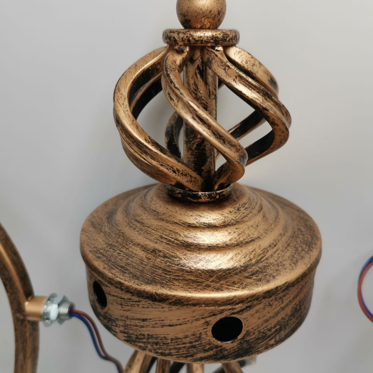 JMWYH European Minimalist Retro Iron Chandelier, LED Candlestick, Rust Color