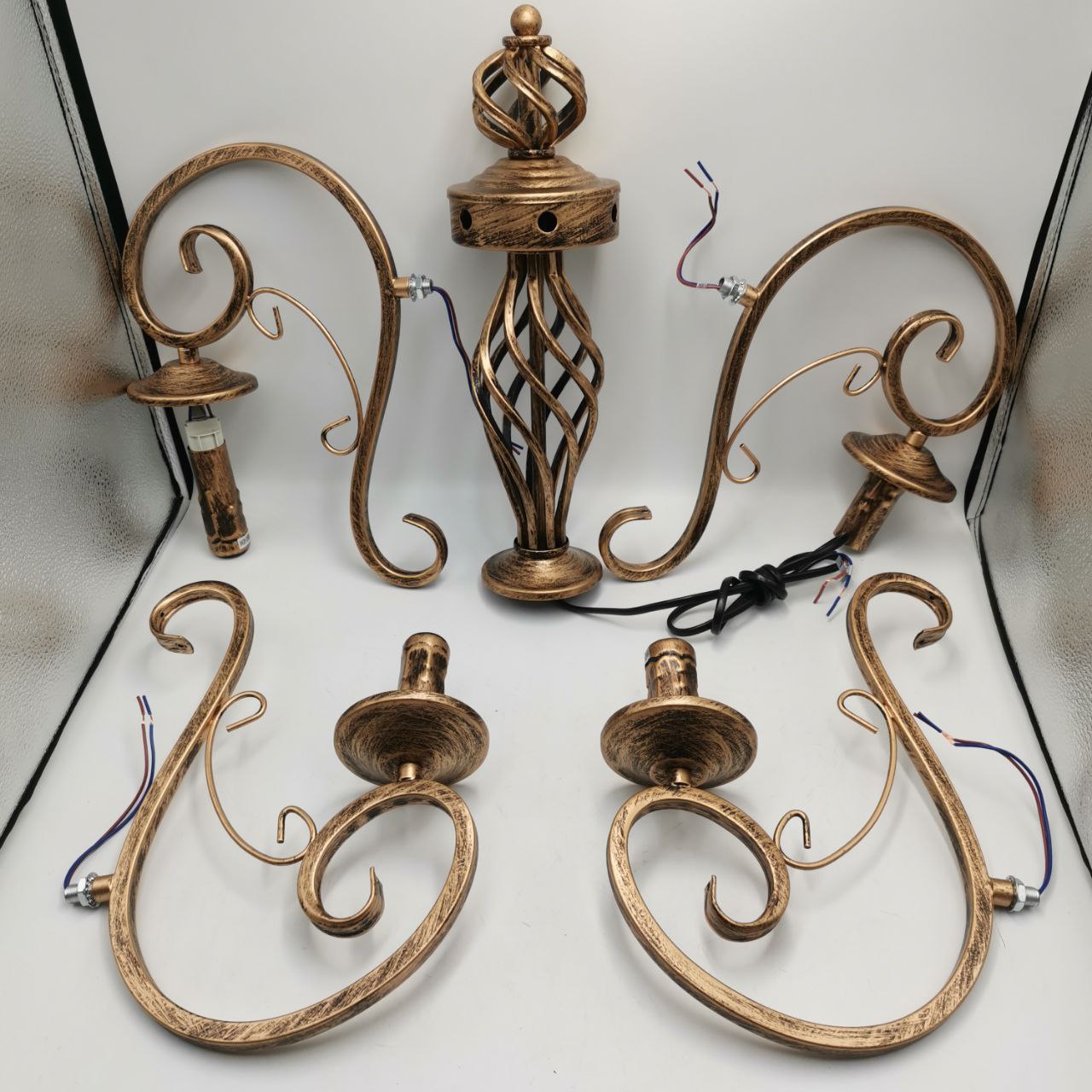 JMWYH European Minimalist Retro Iron Chandelier, LED Candlestick, Rust Color