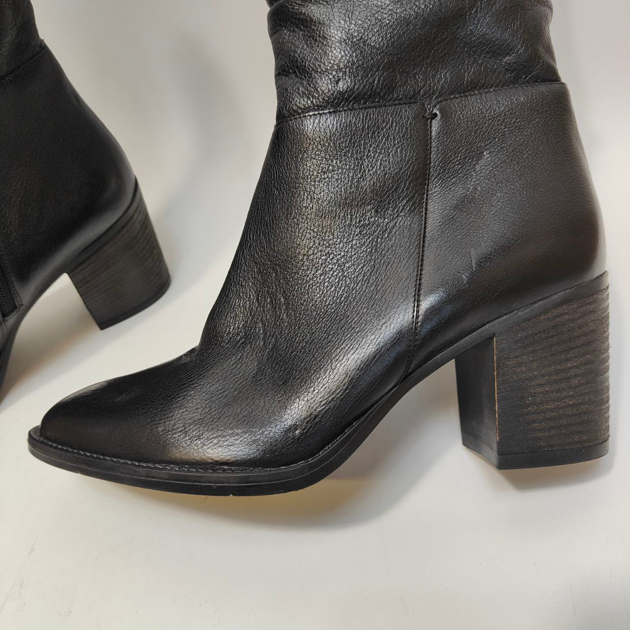 DUNE LONDON Rosa Calf Boots Leather Black Size UK 8 EU 41