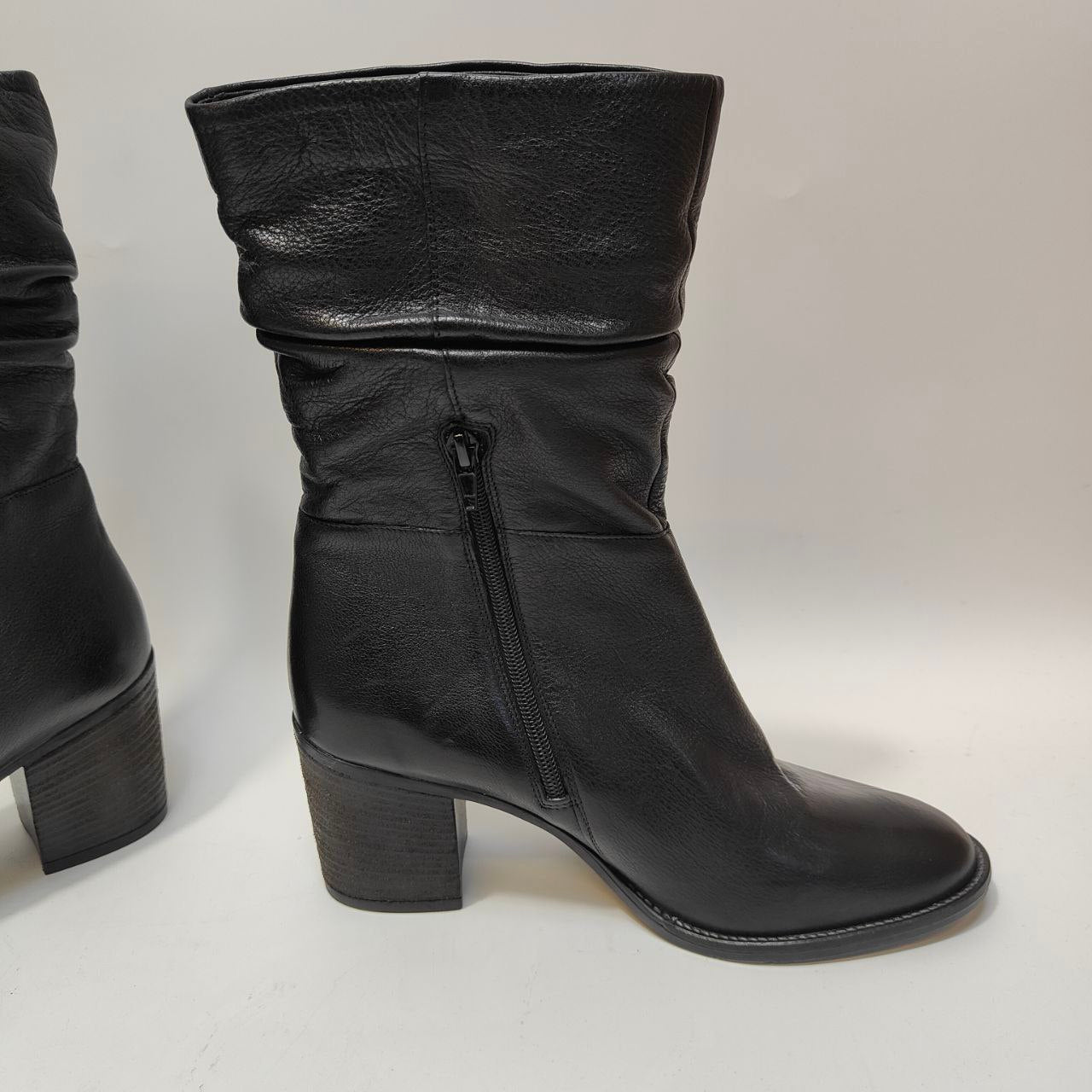 DUNE LONDON Rosa Calf Boots Leather Black Size UK 8 EU 41