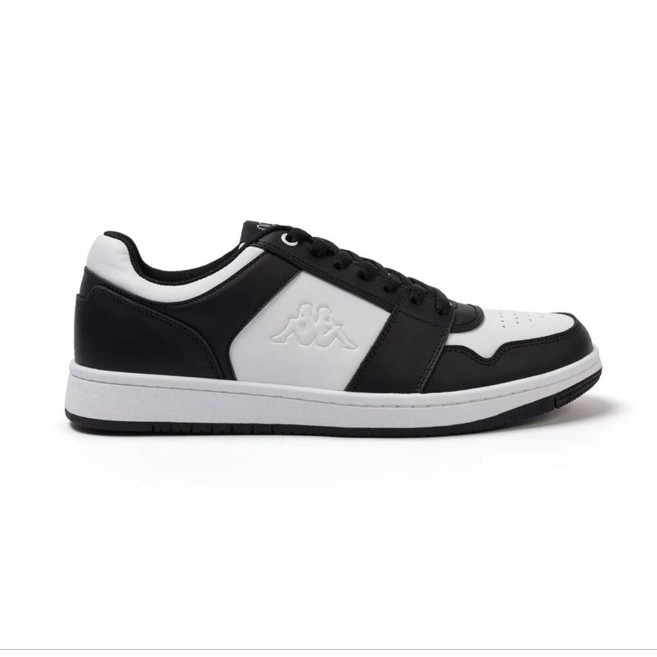 A pair of Kappa Cestion Sneakers with a white leather upper and black accents, featuring the iconic Kappa logo on the side.