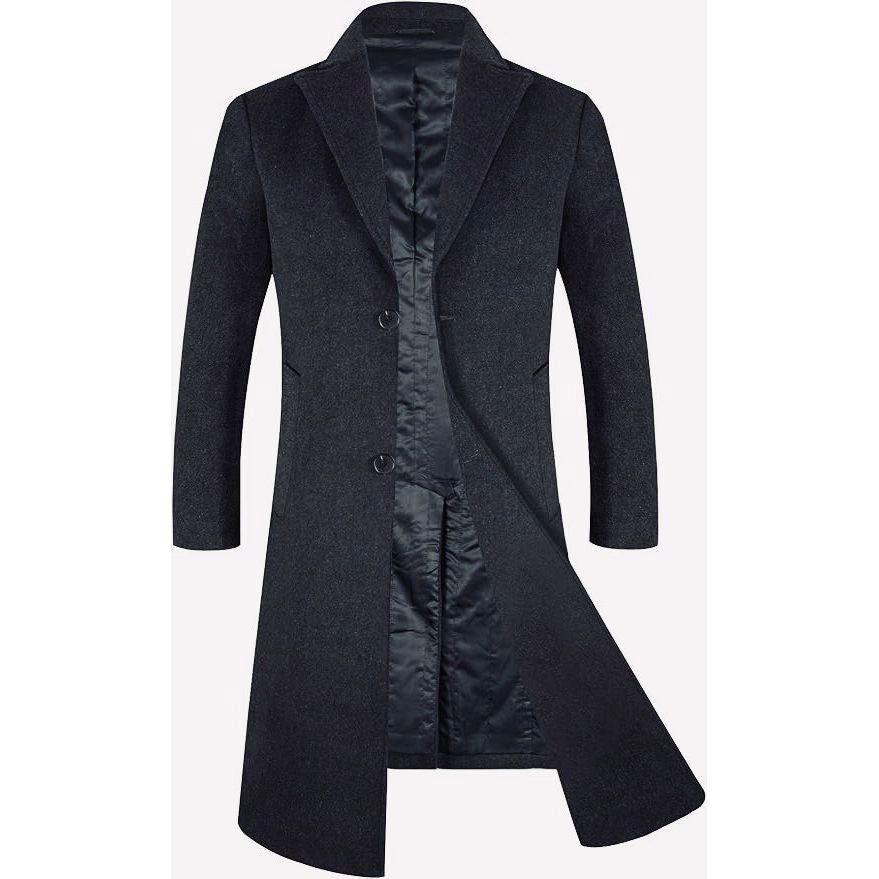 iCKER Men's Slim Fit Wool Trench Coat, Casual Overcoat, Peacoat Jacket, Size L, Black-Massive Discounts
