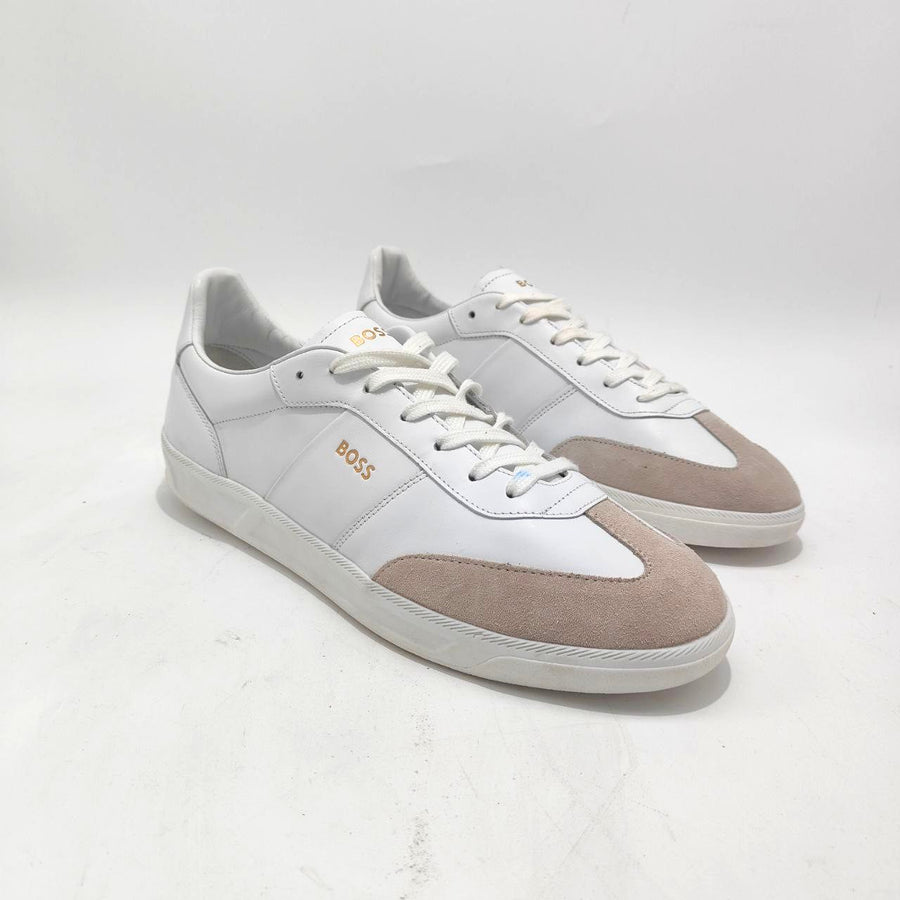 BOSS Brandon Leather Trainers Natural Size EU 44 (UK 10) Men's Casual Sneakers