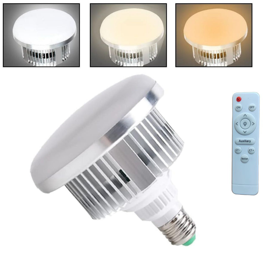85W Dimmable Tricolor LED Bulb 3000K-6000K with Remote for E27 Softbox