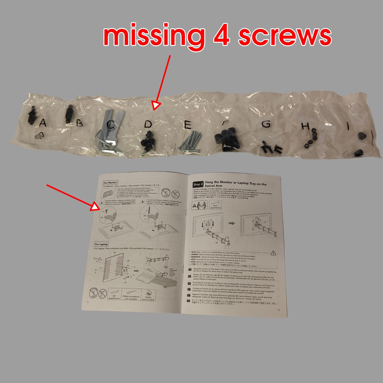 HUANUO Monitor Arm with Laptop Tray, 13–32" Screen & 17" Notebook