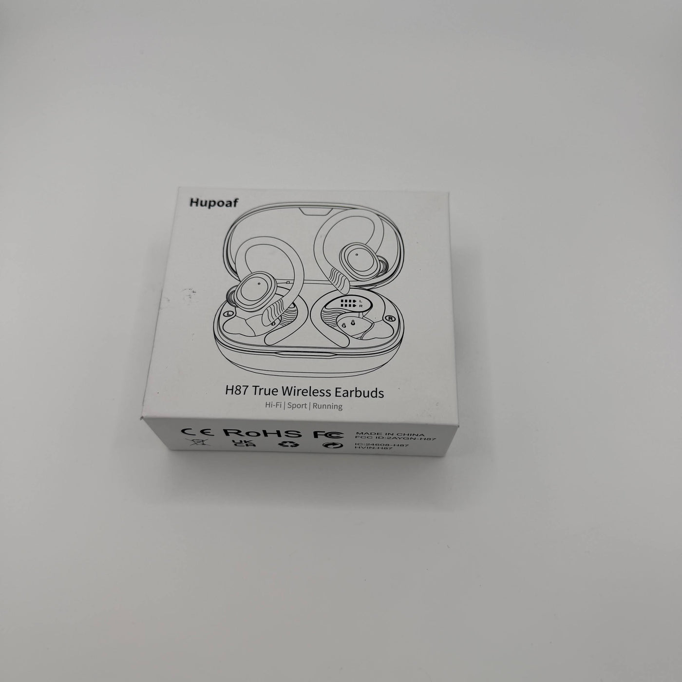Box of Hupopf HS7 True Wireless Earbuds on a white background