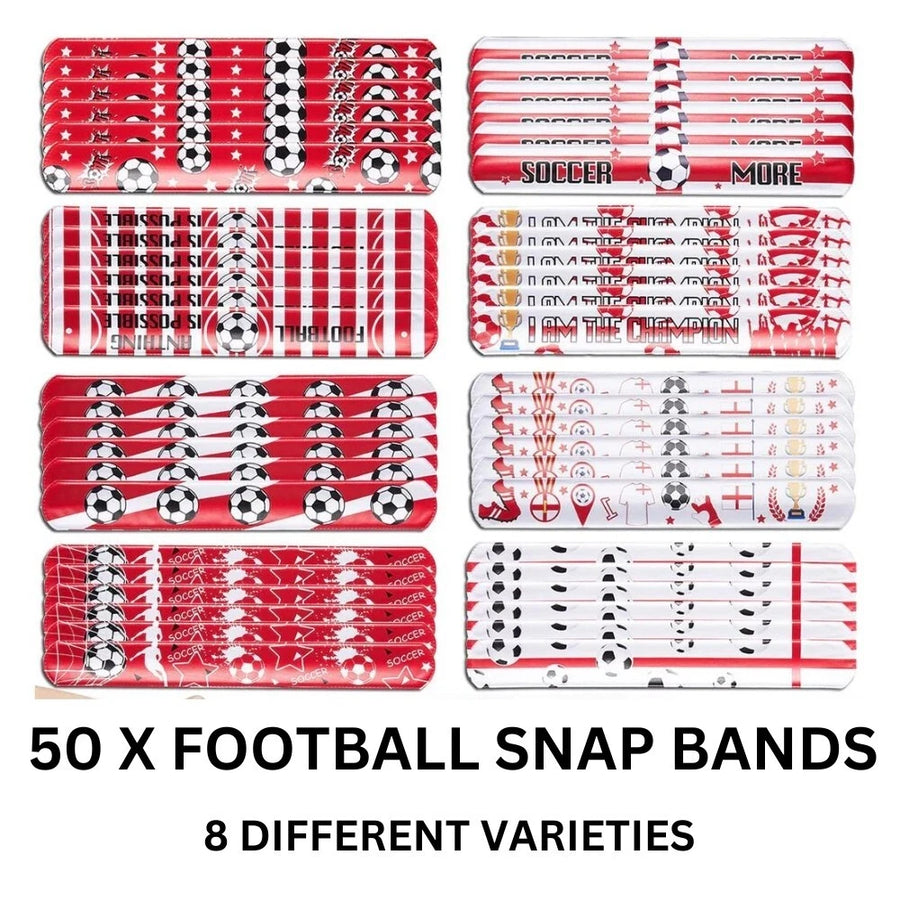 50 X England Football Slap Bracelet Kids Party Snap Bands Gifts Euros