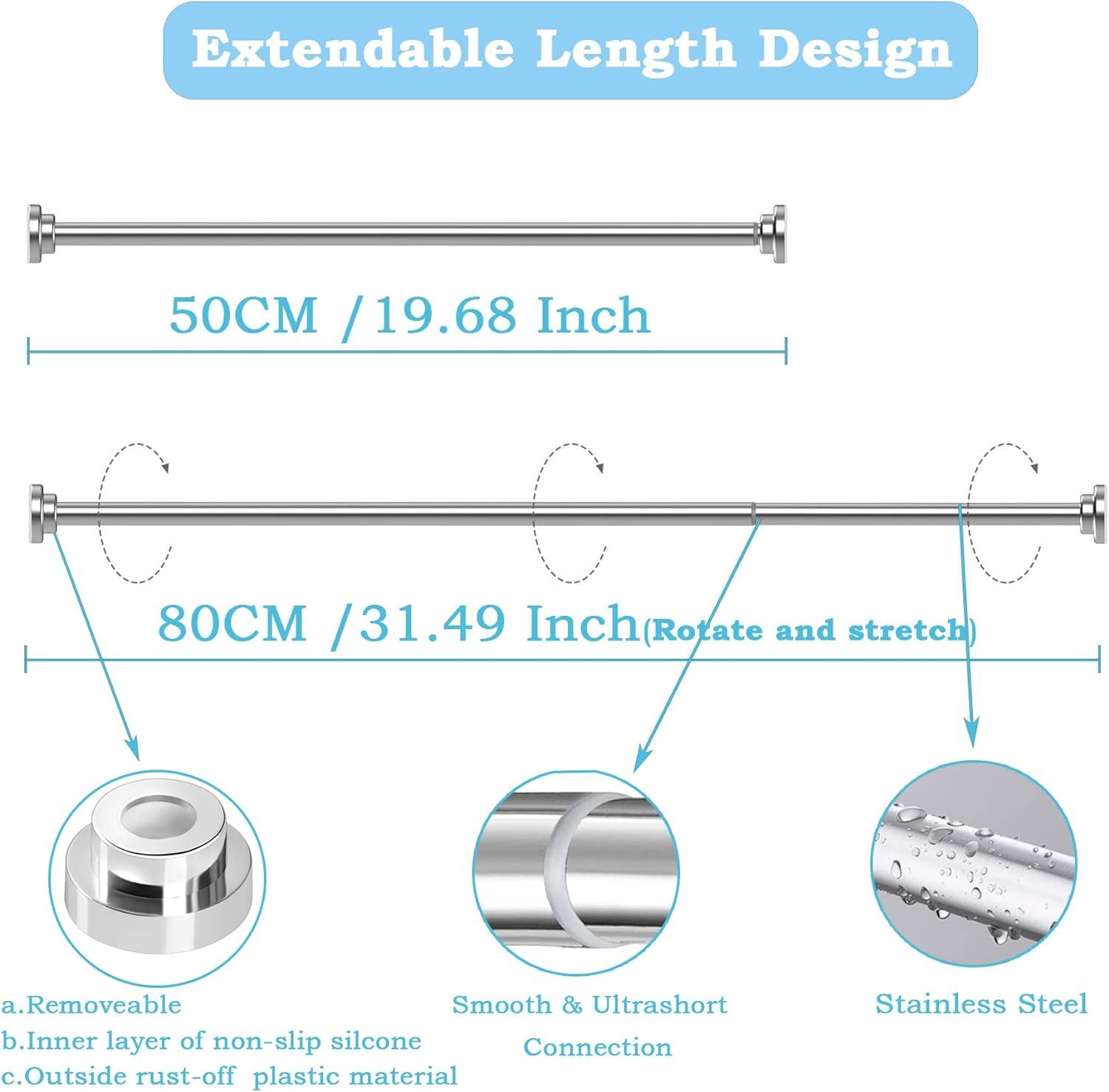 Shower Rail Extendable Adjustable Curtain Poles 50-80cm Curtain Pole - Massive Discounts