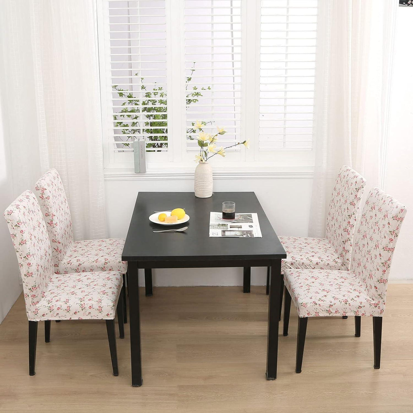 Slipcovers For Chairs 4 pack Pink Floral Seat Covers One-Size - Massive Discounts