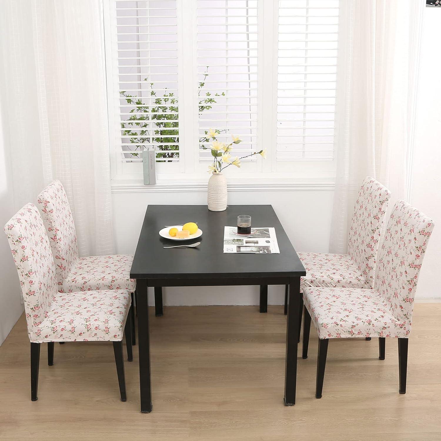 Slipcovers For Chairs 4 pack Pink Floral Seat Covers One-Size - Massive Discounts