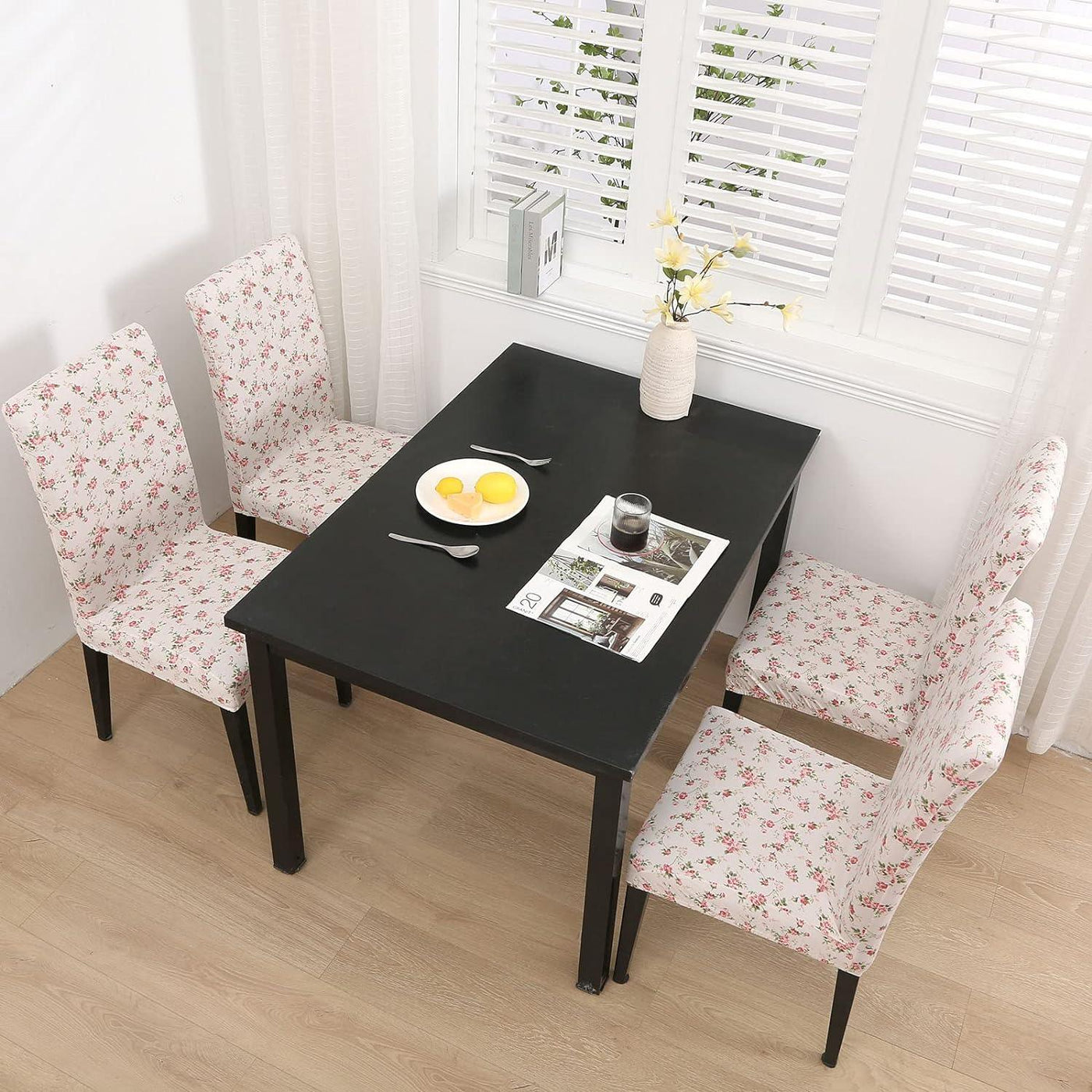 Slipcovers For Chairs 4 pack Pink Floral Seat Covers One-Size - Massive Discounts