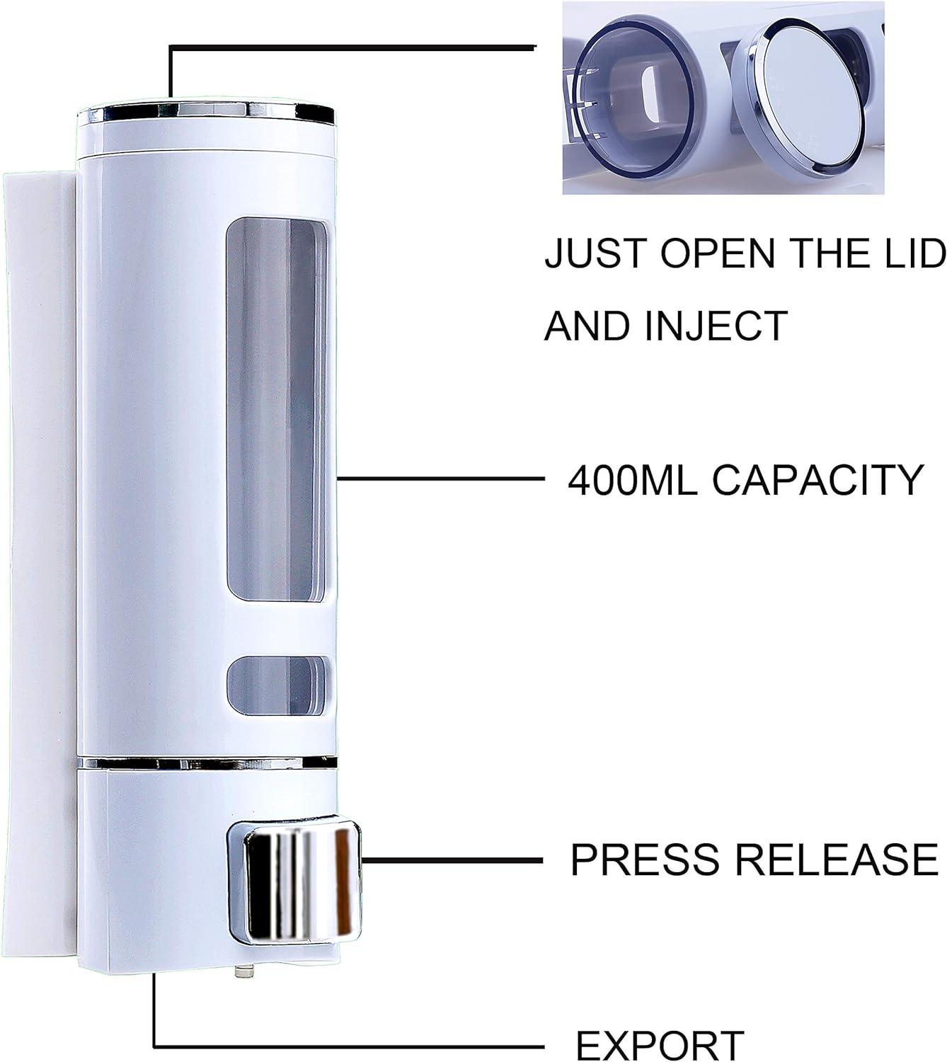 Soap Dispenser Wall Mounted 400ml Capacity for Bathrooms, Kitchens - Massive Discounts