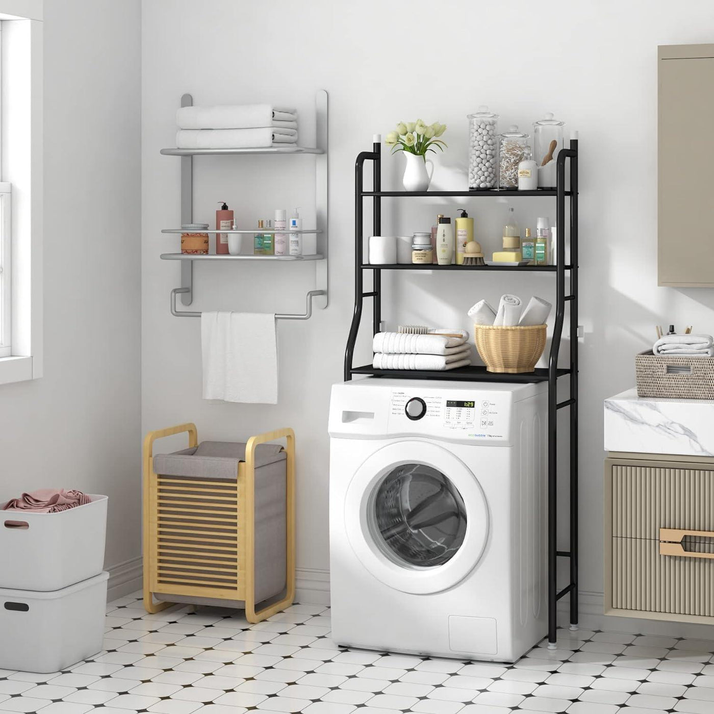 Storage Rack 3-Tier Drum Washing Machine Space-Saving Multi-Functional - Massive Discounts