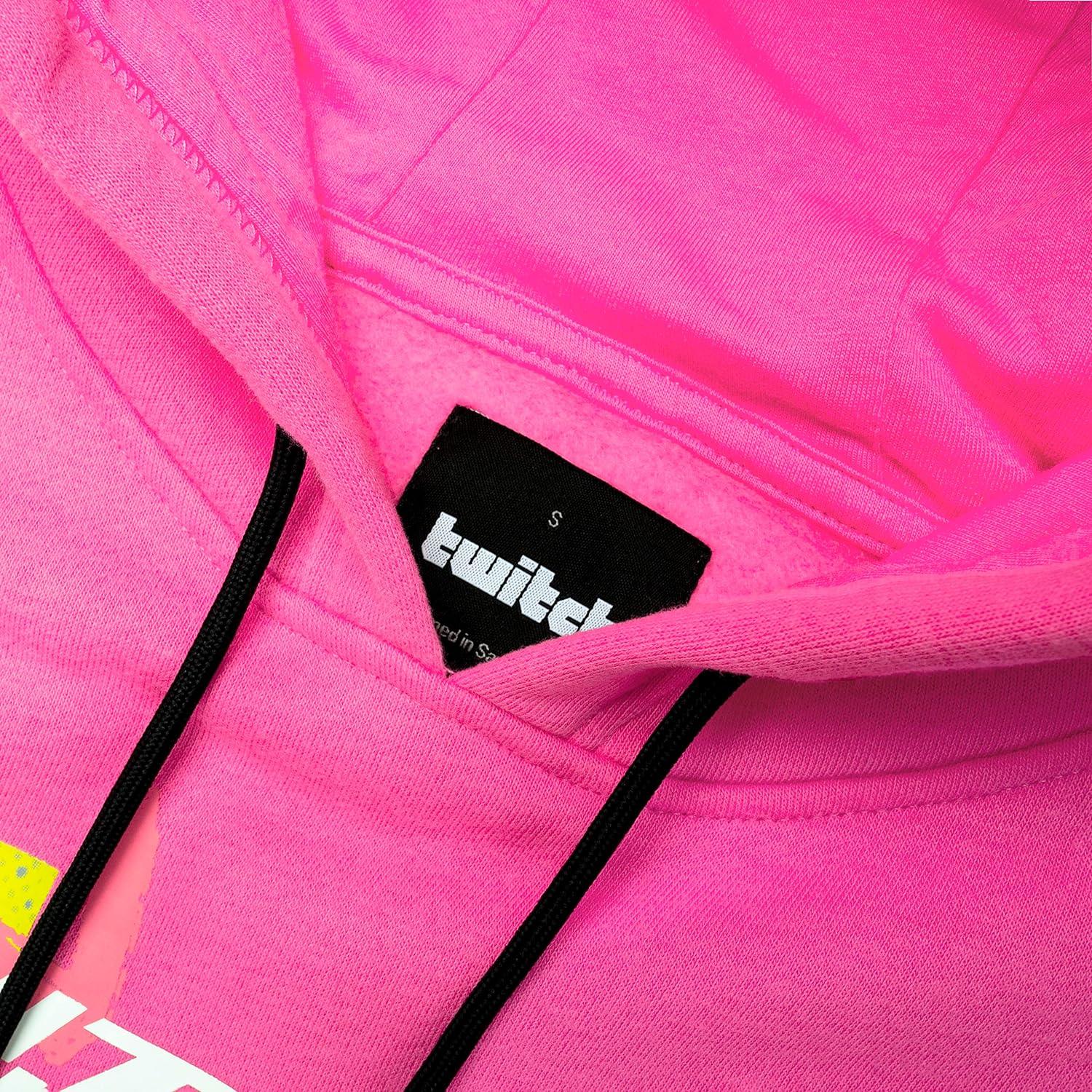 Twitch Hoodie Sweatshirt Pink hooded with Print on Both Sides - Massive Discounts
