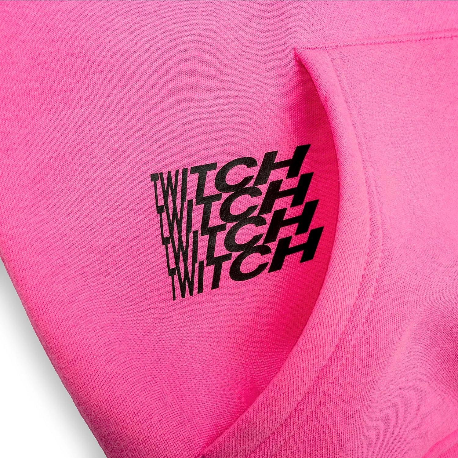 Twitch Hoodie Sweatshirt Pink hooded with Print on Both Sides - Massive Discounts